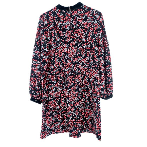NWT LOFT Long Sleeve Berry Print Velvet Trim Shift Dress Size Medium M NEW - Picture 11 of 14